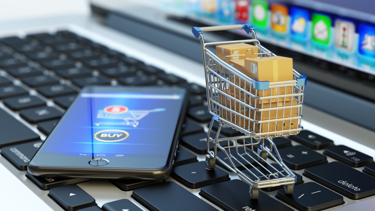 Online shopping, internet purchases and e-commerce concept, mode